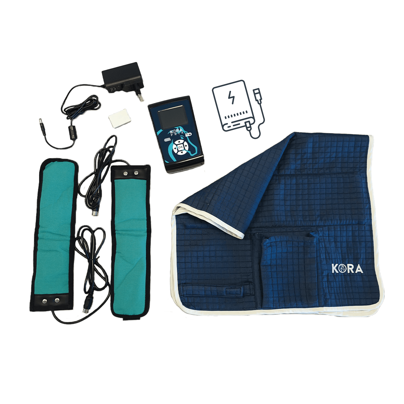 a blanket and a device